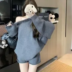 【新品】GYDA風 ギャル オフショル ファー セットアップ ワンホンデート服