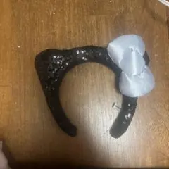 USJ ユニバ　キティーちゃん黒シルバーリボンカチューシャ