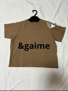 美品　&gaimeアンジェム　 デザインTシャツ　 肩ベルト　キャメル