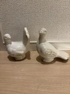 専用 陶器製 鳥の形 置物 ホワイト