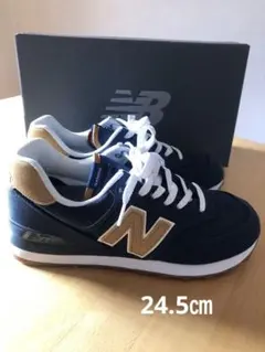 New Balance ネイビー ゴールド スニーカー女性用24.5㎝