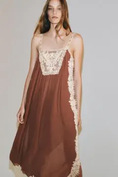 【新品タグ付】ZARA ZW COLLECTION レースストラップワンピースSのサムネイル