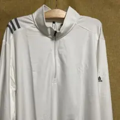 ADIDAS アディダス ハーフジップ 長袖シャツ ホワイト 3XL