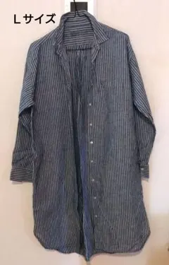 MUJIストライプ リネンシャツワンピース