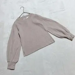 フーズフーチコ ＊ ラメ　バックハーフジップニット ベージュ リブニット Fのサムネイル