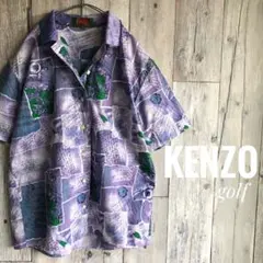 KENZO golf ケンゾー　アロハシャツ　ポロシャツ　コットン　総柄　音符のサムネイル
