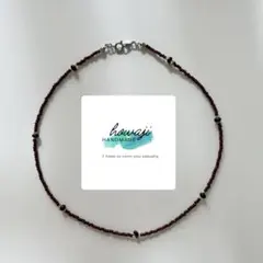 ハンドメイド ブラウン ビーズネックレス チョーカー ブラック ゴールド