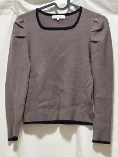 grove スクエットネック リブニット パフスリーブ M