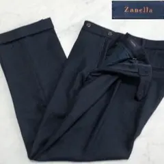 【美品】zanella スラックス タック ウール ダブル ネイビー無地 44のサムネイル