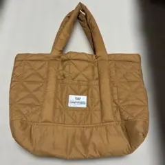 ブラウン キルティング トートバッグ