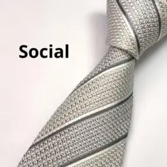 未使用✨Social ソシアル　ネクタイ　シルク　日本製　ホワイト系のサムネイル