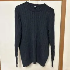 ユニクロ UNIQLO ケーブルニット クルーネックセーター ダークグレー
