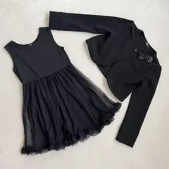 【美品！】ワンピーススーツセット！130cm 黒卒業式フォーマル子供ジャケット