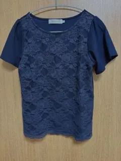 Couture Broochネイビー フラワーレース 半袖カットソーのサムネイル