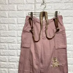 【ピンクハウス】（L）サスペンダーカーゴパンツ くま 刺繍 ワイド ハイウエストのサムネイル