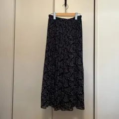 UNIQLO プリーツスカート M 濃紺花柄