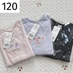 ☆ 新品 120 petit main プティプラ 長袖 Tシャツ ３枚組