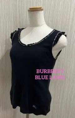 最終価格　BURBERRY 刺繍ロゴ ノバチェック柄　黒　サマーニットのサムネイル