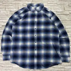 Croft&Barrow フランネルシャツ ライトブルーチェック オンブレ