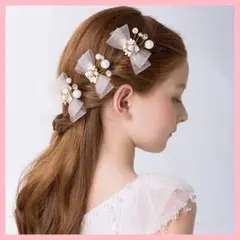 ウェディング ヘッドドレス リボン 結婚式 ヘアアクセサリー 髪飾り　3個セット