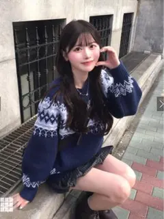 ILLITノルディックアーガイル 柄ニットトップス［gn442］GRL