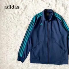 00s アディダス トラックジャケット ネイビー×ブルー スリーストライプ M