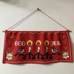 ビンテージ　クリスマスクロステッチ刺繍　スエーデン