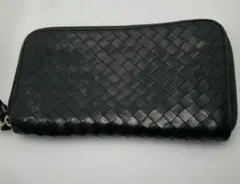 BOTTEGA VENETA ブラックレザー長財布　F-05