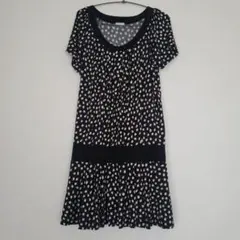 ドット柄 半袖 ひざ丈ワンピース　persodea サイズLL