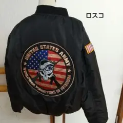 ROTHCOキルティングフライトジャケット U.S.A.星条旗 スカル機関銃刺繍のサムネイル