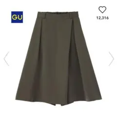 GUイージーラップガウチョパンツL春夏ブラック通勤ミディ丈フレア