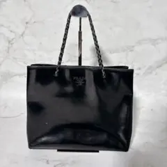 PRADA プラダ ハンドバッグ トートバッグ エナメル 白タグ ブラック