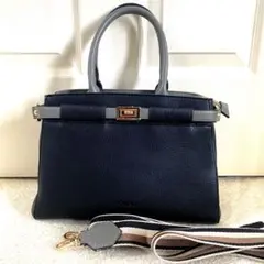 美品 FIRANO フィラノ 2WAYハンドバッグ ツイストロック バイカラー