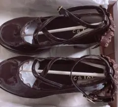 リボン　厚底　パンプス　L 原宿　ブラウン　ロリータ　リボン　茶色　かわいい