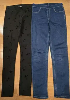 150㎝ H&M レギンスパンツ 2枚セット デニム 星柄