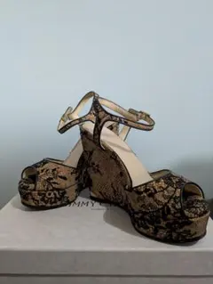 美品！ジミーチュウ 36サイズ　レース柄ウェッジサンダル