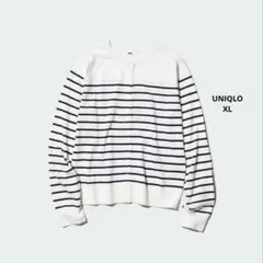 新品｜XL｜ユニクロ UVカットボーダークルーネックカーディガン オフホワイト