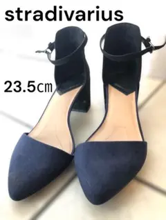 【美品】stradivarius ネイビー ストラップヒール　23.5 スエード