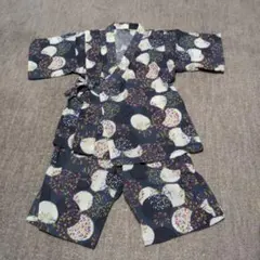 甚平 花火模様 140cm ネイビー