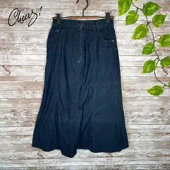 デニムスカート✨☆フレアロング『F』ポケット ボタンチャック ふるじょ