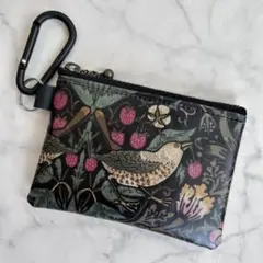 ウィリアムモリス　いちご泥棒 ブラック　カラビナポーチ キーホルダー