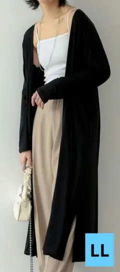 リエディ　UVカット　ロングカーディガン ブラック　116丈　LL