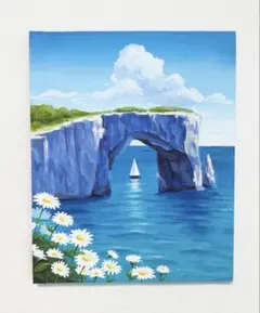 アクリル画 海の絵 月 波 幻想 手描き 原画 F3サイズ - メルカリ