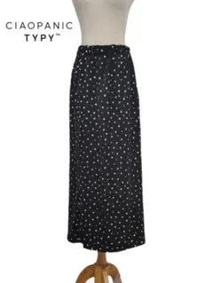 チャオパニックティピー  ドット柄  フレア ロング スカート  ブラック