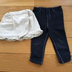 組曲　スカート＆ミキハウス　デニム風レギンス　90