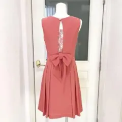 結婚式 二次会 パーティードレス ワンピース 膝丈 リボン M 新品未使用