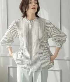 【未使用品】OPAQUE.CLIP　バンドカラーペプラムシャツ