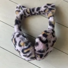 猫　ヒョウ柄ファー耳あて