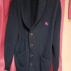 バーバリーブラックレーベル　ネイビー ショールカラー カーディガン美品