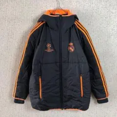 【レアル・マドリードCL仕様】adidasダウンジャケット　中綿　ミドル丈　黒L